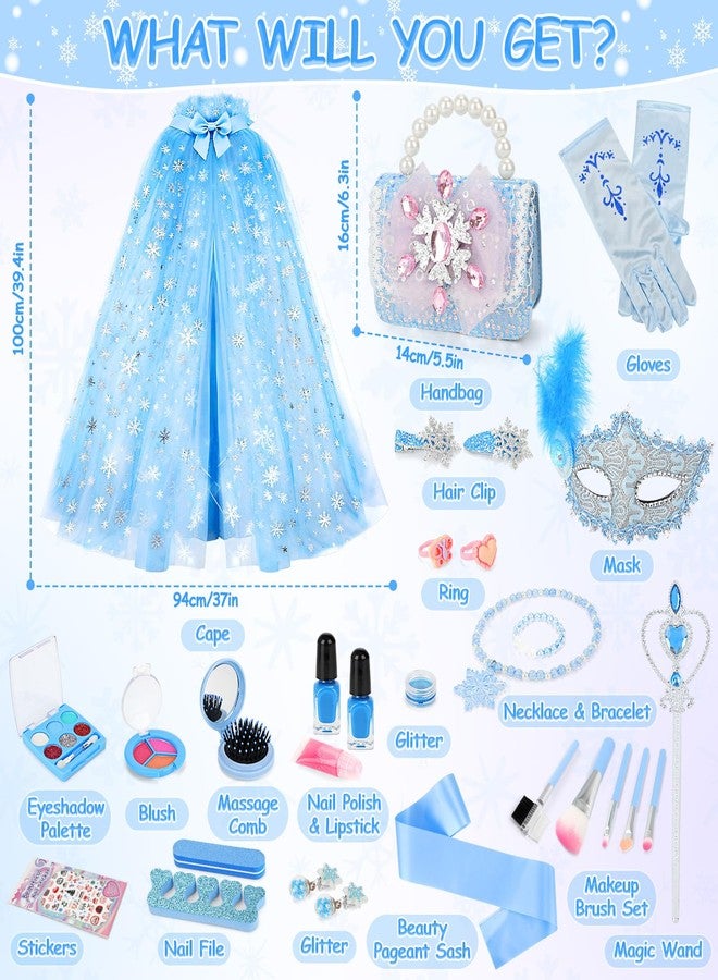 deAO Girl Dress-Up 18 Pieces Dress Up Set with Long Cape,Wand,Gloves,Kids Makeup Kit for Toddler Girl 3+ Years Old Toys Christmas Birthday Party Gift - Image 2